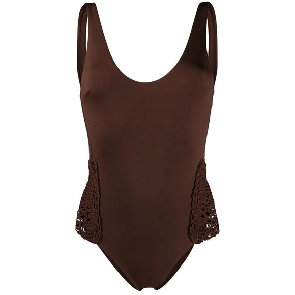 NWT La Perla brown macrame accented one piece swimsuit, 34B - Picture 2 of 11